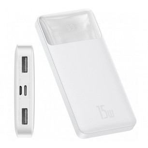 Повербанк (УМБ) Baseus Bipow Digital Display (PPDML-J02), 20000 mAh, 15W, 3A, 2USB + Type-C, White