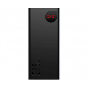 Повербанк (УМБ) Baseus Adaman Metal Quick Charge (PPAD000001), 10000 mAh, 22.5W, 3A, 2USB + Type-C + Lighting + Micro-USB, Black