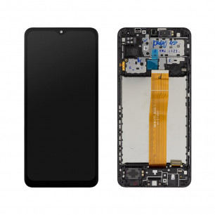 Дисплей Samsung M127 Galaxy M12, GH82-25042A, с тачскрином, с рамкой, Service Pack Original, Black
