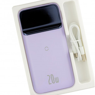 Повербанк (УМБ) Baseus Magnetic Wireless Fast Charging (PPCX010105), 10000 mAh, 20W, 2.4A, 1USB + Type-C, Purple