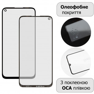 Стекло дисплея Huawei P40 Lite (JNY-LX1), Nova 5i (GLK-LX1), Nova 7i (JNY-LX2), Nova 6 SE, с контуром камеры, с OCA пленкой, Original