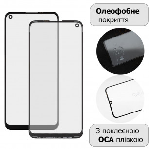 Стекло дисплея Samsung A115 Galaxy A11, M115 Galaxy M11, с OCA пленкой, Original, Black
