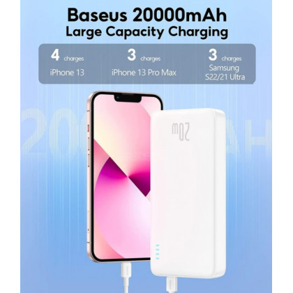 Повербанк (УМБ) Baseus AirPow (PPAP20K), 20000 mAh, 20W, White, фото № 3 - ukr-mobil.com