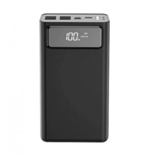 Повербанк (УМБ) XO PR124, 40000 mAh, 4USB + Type-C, с фонариком, Black