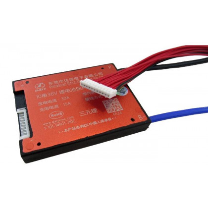 Плата BMS DaLy, Li-ion, 36V, 10S, 30A, (симетрия, влагозащитная, с балансиром) - ukr-mobil.com