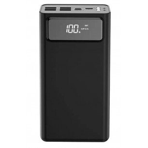 Повербанк (УМБ) XO PR123, 30000 mAh, 4USB + Type-C, Quick Charge, Power Delivery, 22.5W, с фонариком, Black