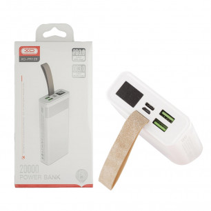 Повербанк (УМБ) XO PR129, 20000 mAh, 2USB + Type-C, Quick Charge, Power Delivery, 22.5W, с фонариком, White