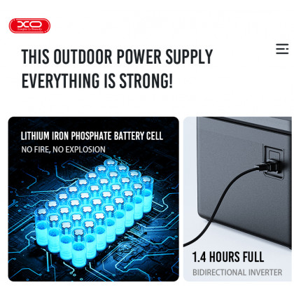 Портативная зарядная станция XO PSA-700, 614 Wh, Li-ion, фото № 2 - ukr-mobil.com