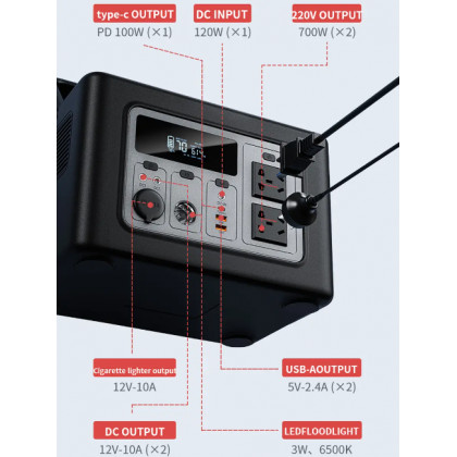 Портативная зарядная станция XO PSA-700, 614 Wh, Li-ion, фото № 3 - ukr-mobil.com