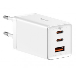 Сетевое зарядное устройство Baseus GaN5 Pro Fast Charger (CCGP120202), 65W, 1xUSB-A + 2xType-C, ( в комплекте - кабель Type-C - Type-C ), White