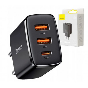 Сетевое зарядное устройство Baseus Fast Charger (CCXJ-E01), 30W, 2xUSB-A + 1xType-C, Black