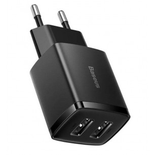 Сетевое зарядное устройство Baseus Compact Charger (CCXJ010201), 10.5W, 2xUSB-A, Black