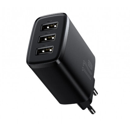 Сетевое зарядное устройство Baseus Compact Charger (CCXJ020101), 17W, 3xUSB-A, Black, фото № 1 - ukr-mobil.com