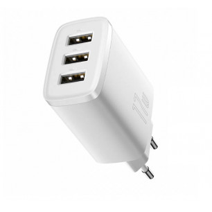 Сетевое зарядное устройство Baseus Compact Charger (CCXJ020102), 17W, 3xUSB-A, White