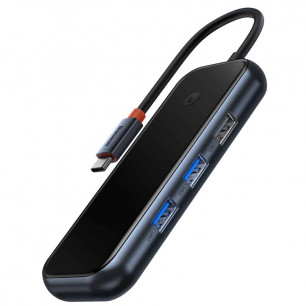 Type-C хаб Baseus AcmeJoy 7-Port Type-C HUB Adapter (WKJZ010413), HDMI (60 Hz, 4K), 2хUSB 3.0, 1хUSB 2.0, 1xType-C (PD), 1xSD, 1xTF, Gray