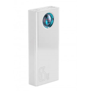 Повербанк (УМБ) Baseus Amblight Digital Display Quick Charge (PPLG-A02), 30000 mAh, 65W, ( в комплекте - кабель Type-C - Type-C ), White