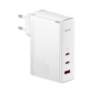Сетевое зарядное устройство Baseus GaN5 Pro Fast Charger (CCGP100202), 140W, (в комплекте - кабель Type-C x Type-C 240W, 48V/5A), для MacBook, White