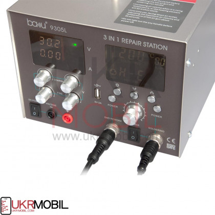 Паяльная станция Baku BA-9305L  (фен+паяльник, 2 цифровых дисплея, блок питания 5A), фото № 2 - ukr-mobil.com
