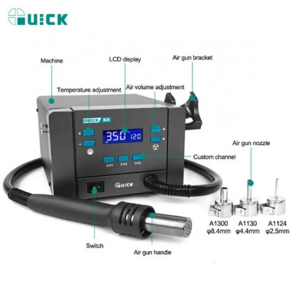 Паяльная станция Quick K8, термовоздушная, 1000 W, фото № 3 - ukr-mobil.com