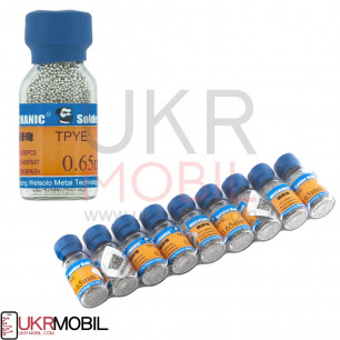 BGA шарики Mechanic 0.65mm, 10000 шт., Состав: SN - 63%, PB - 37%