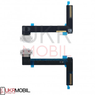 Шлейф Apple iPad Air 2 (A1566, A1567), коннектор зарядки, с компонентами, White
