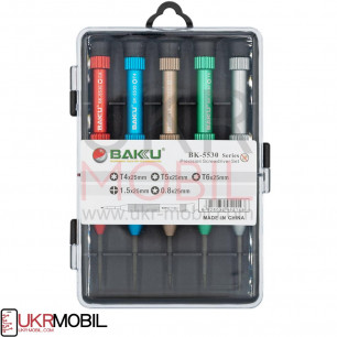 Набор отверток Baku BK-5530 (T4*25mm, T5*22mm, T6*25mm, 1.5*25mm, 0.8*25mm )