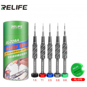 Набор отверток Relife RL-728A, (5 отверток: +1.5, T1, +2.5, *0.8, Y0.6), для разборки смартфонов