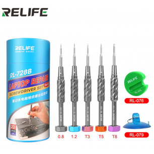 Набор отверток Relife RL-728B, (5 отверток: *0.8, +1.2, T3, T5, T8), для разборки ноутбуков