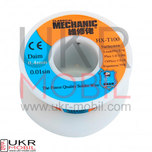Припой Mechanic HX-T100, Sn 63%, Pb 37%, флюс 1.3%, 0,4mm, 50g