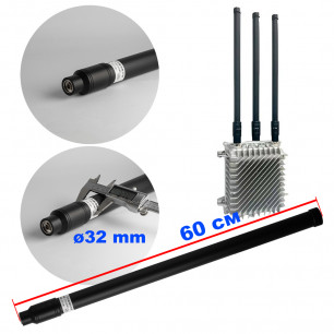 Антенна всенаправленная, 720-850 MHz, 100W, 5-8 dBi, Ø32 mm, 60 см, N-J, для jamming оборудования