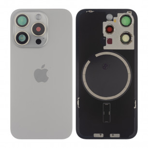 Задняя крышка Apple iPhone 15 Pro, с стеклом камеры, с магнитом, Original PRC, Natural Titanium