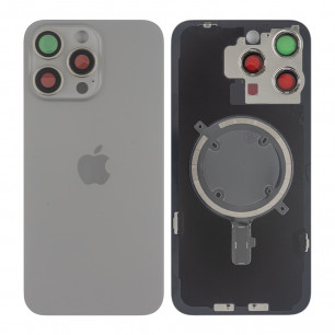 Задняя крышка Apple iPhone 15 Pro Max, с стеклом камеры, с магнитом, Original PRC, Natural Titanium