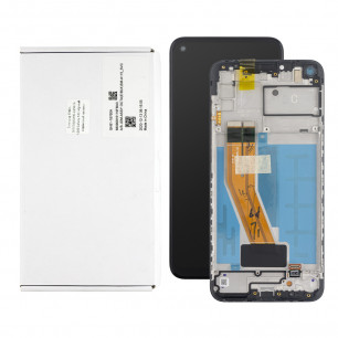 Дисплей Samsung A115 Galaxy A11 2019, M115 Galaxy M11, GH81-18760A, с тачскрином, с рамкой, Service Pack Original, Black