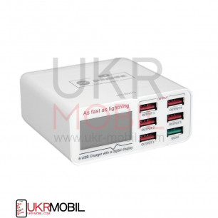 Зарядное устройство Sunshine SS-304Q, 6 USB портов, Fast Charger, 5A, 30W, индикатор тока заряда, защита от КЗ