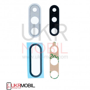 Стекло камеры Huawei P30 Lite (MAR-L01A, MAR-L21A, MAR-LX1A, MAR-LX1M), Nova 4e, с рамкой, Silver