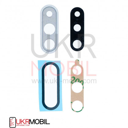 Стекло камеры Huawei P30 Lite (MAR-L01A, MAR-L21A, MAR-LX1A, MAR-LX1M), Nova 4e, с рамкой, Silver - ukr-mobil.com