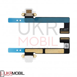 Шлейф Apple iPad Mini 2 Retina (A1489, A1490, A1491), iPad Mini 3 Retina (A1599, A1600), коннектор зарядки, с компонентами, White