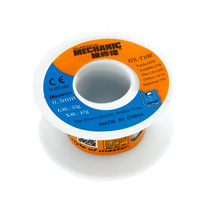 Припой Mechanic HX-T100, Sn 63%, Pb 37%, флюс 1.3%, 0,3mm, 50g - ukr-mobil.com