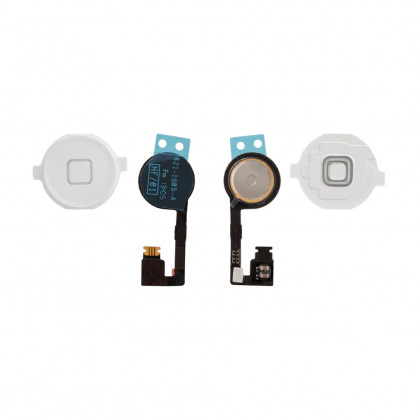 Шлейф Apple iPhone 4S кнопка Меню + пластиковая кнопка, White - ukr-mobil.com