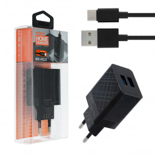 Сетевое зарядное устройство Moxom MX-HC22, Type-C, 2USB, ( в комплекте - кабель Type-C )