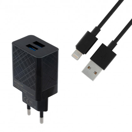 Сетевое зарядное устройство Moxom MX-HC22, Lightning, 2USB, ( в комплекте - кабель Lightning ), фото № 2 - ukr-mobil.com