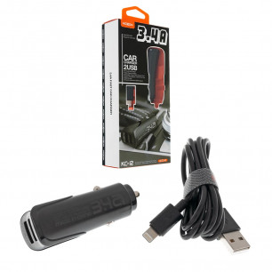 Автомобильное зарядное устройство Moxom KC-12, 2USB, QC 3.0, 3.4A, ( в комплекте - кабель Lightning )