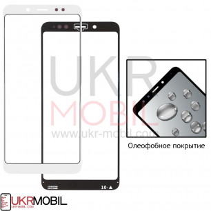 Стекло дисплея Xiaomi Redmi Note 5, Redmi Note 5 Pro, с олеофобным покрытием, Original, White