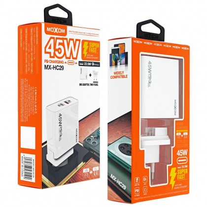 Сетевое зарядное устройство Moxom MX-HC29, QC 3.0 - 22.5W, Power Delivery 3.0 - 45W, фото № 4 - ukr-mobil.com