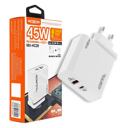Сетевое зарядное устройство Moxom MX-HC29, QC 3.0 - 22.5W, Power Delivery 3.0 - 45W, фото № 1 - ukr-mobil.com
