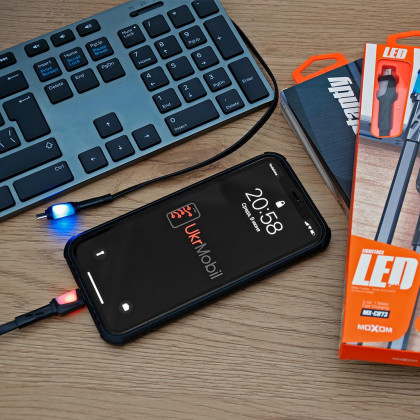 Кабель Moxom MX-CB73, LED индикация заряда, 1m, Lightning, фото № 2 - ukr-mobil.com