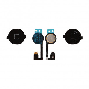 Шлейф Apple iPhone 4S кнопка Меню + пластиковая кнопка, Black