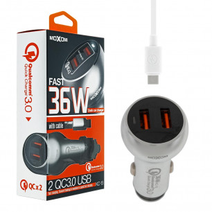 Автомобильное зарядное устройство Moxom KC-13, 2USB, QC 3.0, 3.0A, ( в комплекте - кабель Micro USB )