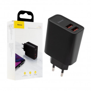 Сетевое зарядное устройство Baseus Speed Dual QC3.0 Quick charger (CCFS-E01), 30W, 2 USB, Black