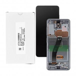 Дисплей Samsung G980 Galaxy S20 Cosmic Grey, GH82-22131A, с тачскрином, с рамкой, Service Pack Original, Grey